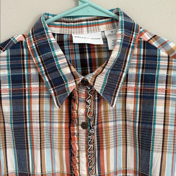 Alfred Dunner Colorful  Button Down Shirt with Embroidered Stitching - Picture 3 of 11